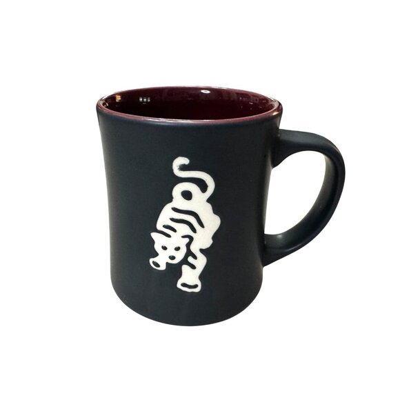 Starbucks 2012 Black Tiger Mug 16 oz Bone China Dark Red Interior Collectible Co - Picture 1 of 5